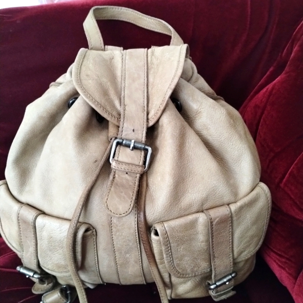 Tan Casual Backpack with Adjustable Straps